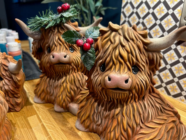 Large Highland Cow Ceramic Ornament